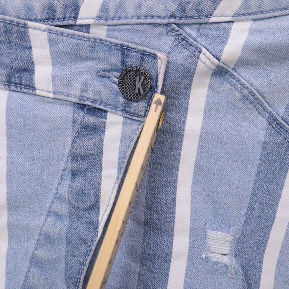 Kut From The Kloth Connie Overlap Jean Skirt Womens Size 12 Asymmetrical Striped - Picture 5 of 8